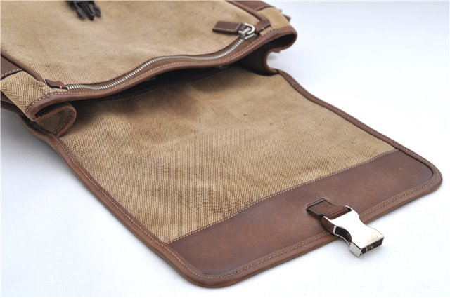 Authentic PRADA Canvas Leather Shoulder Cross Body Bag Purse Brown 9296D