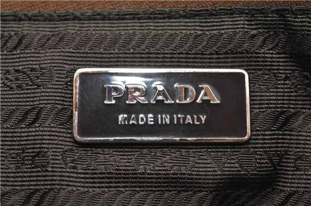 Authentic PRADA Canvas Leather Shoulder Cross Body Bag Purse Brown 9296D