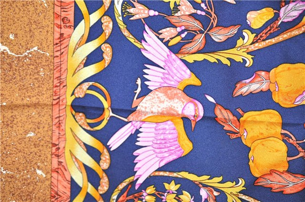 Authentic HERMES Carre 90 Scarf "PIERRES d'ORIENT et d'OCCIDENT" Silk Blue 9296F