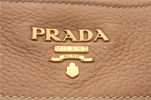 Authentic PRADA CERVO Leather 2Way Shoulder Hand Tote Bag BN1190 Beige 9299E