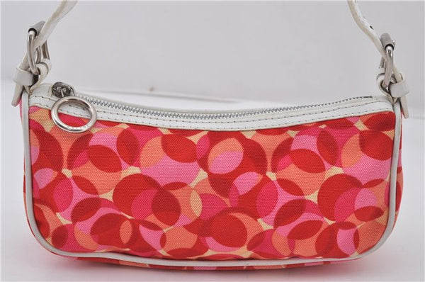 Authentic CELINE Shoulder Hand Bag Pouch Purse Canvas Leather Red Pink 9302E