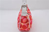 Authentic CELINE Shoulder Hand Bag Pouch Purse Canvas Leather Red Pink 9302E