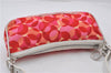 Authentic CELINE Shoulder Hand Bag Pouch Purse Canvas Leather Red Pink 9302E