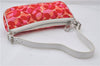 Authentic CELINE Shoulder Hand Bag Pouch Purse Canvas Leather Red Pink 9302E
