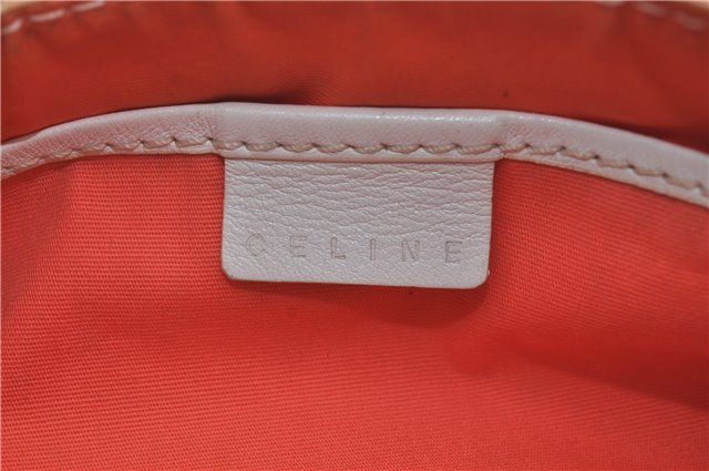 Authentic CELINE Shoulder Hand Bag Pouch Purse Canvas Leather Red Pink 9302E