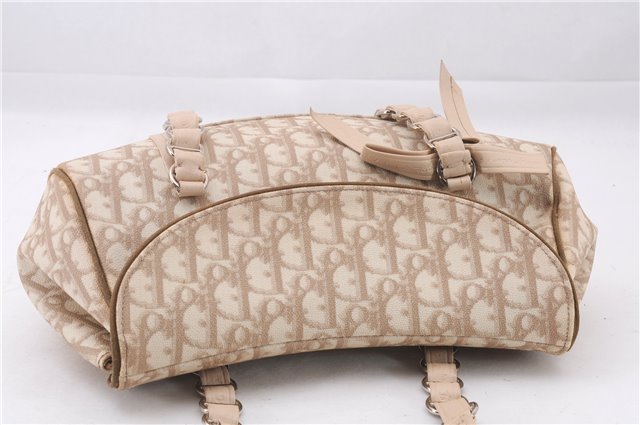 Authentic Christian Dior Trotter Romantic Hand Bag PVC Leather Beige Box 9303E