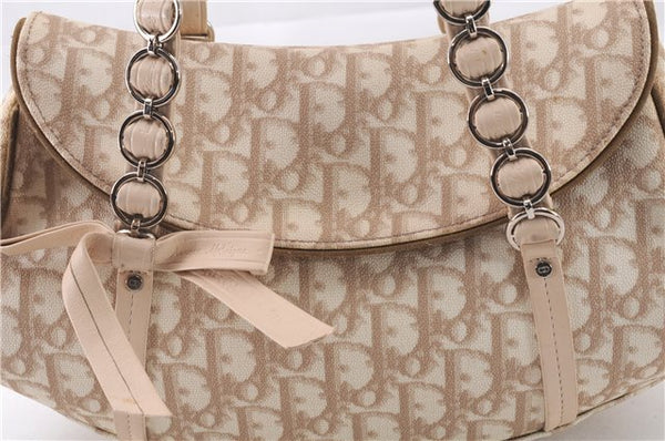 Authentic Christian Dior Trotter Romantic Hand Bag PVC Leather Beige Box 9303E