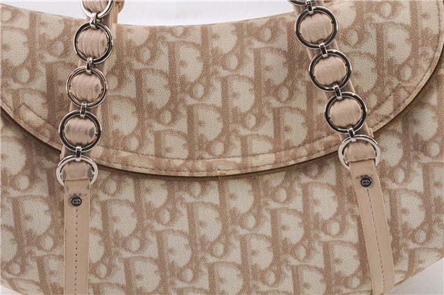 Authentic Christian Dior Trotter Romantic Hand Bag PVC Leather Beige Box 9303E