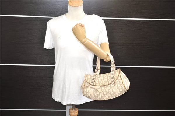 Authentic Christian Dior Trotter Romantic Hand Bag PVC Leather Beige Box 9303E