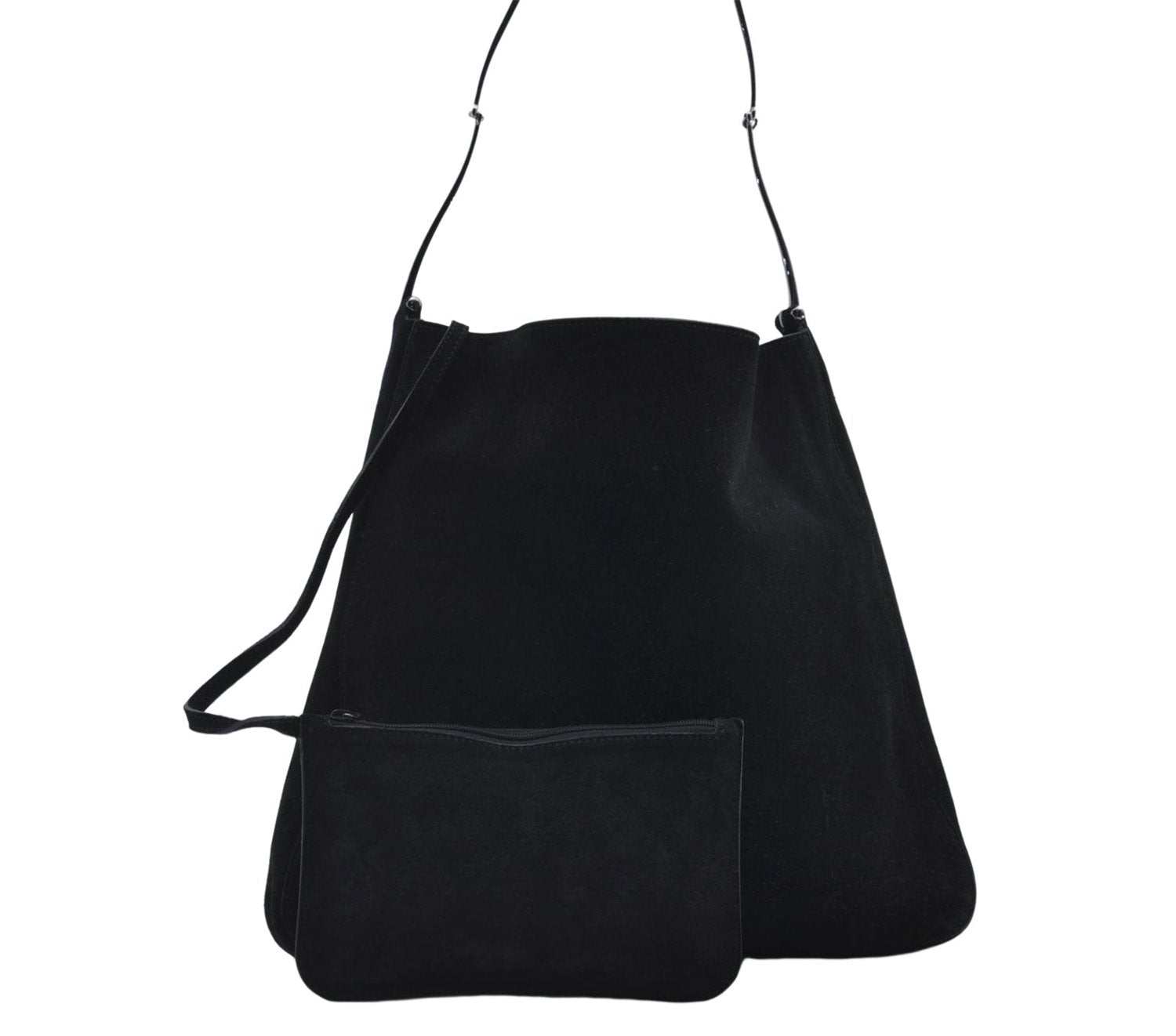 Authentic GUCCI Vintage Shoulder Hand Bag Suede Leather 0013181 Black 9305D