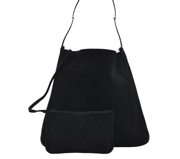 Authentic GUCCI Vintage Shoulder Hand Bag Suede Leather 0013181 Black 9305D