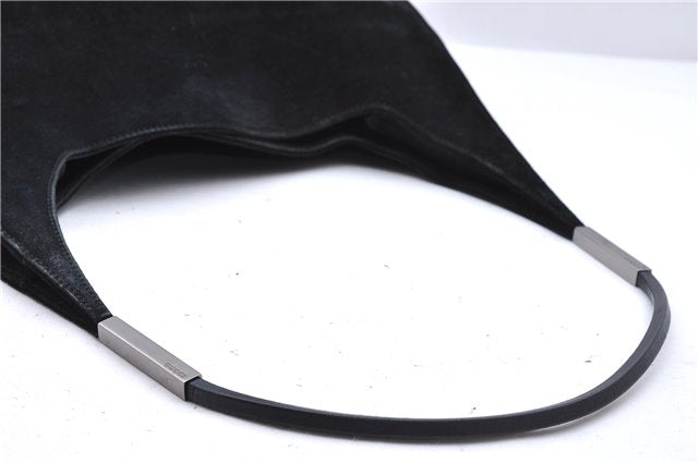 Authentic GUCCI Vintage Shoulder Hand Bag Purse Suede Leather Black 9306D