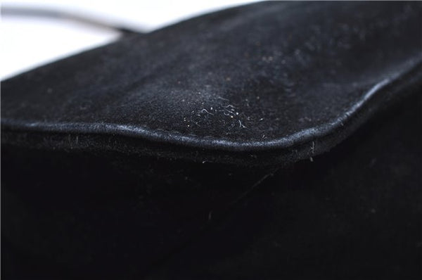 Authentic GUCCI Vintage Shoulder Hand Bag Purse Suede Leather Black 9306D