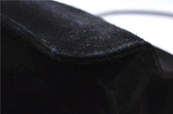 Authentic GUCCI Vintage Shoulder Hand Bag Purse Suede Leather Black 9306D
