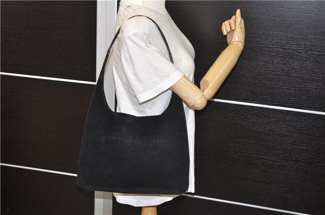 Authentic GUCCI Vintage Shoulder Hand Bag Purse Suede Leather Black 9306D