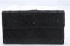 Authentic CHANEL Calf Skin Bifold Long Wallet Purse Black CC Logo 9307C