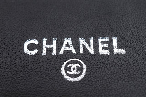 Authentic CHANEL Calf Skin Bifold Long Wallet Purse Black CC Logo 9307C