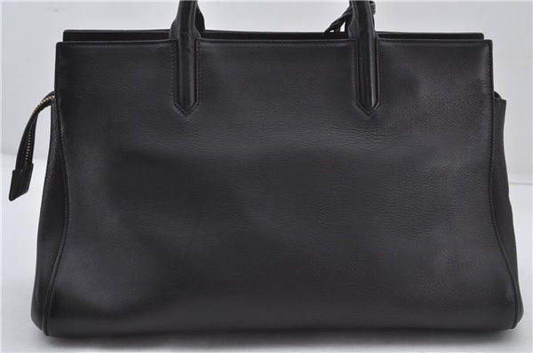 Auth SAINT LAURENT Cabas Rive Gauche Hand Bag Unborn Calf Leather Black 9313E