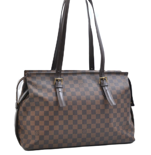 Authentic Louis Vuitton Damier Chelsea Shoulder Tote Bag N51119 LV 9315E