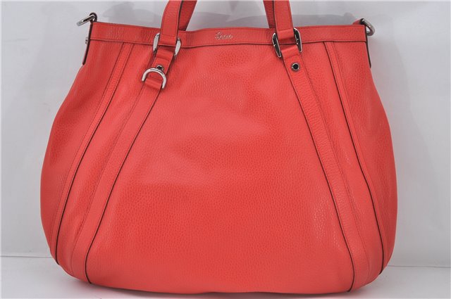 Authentic GUCCI Vintage Abbey 2Way Shoulder Tote Bag Leather 268641 Red 9321E