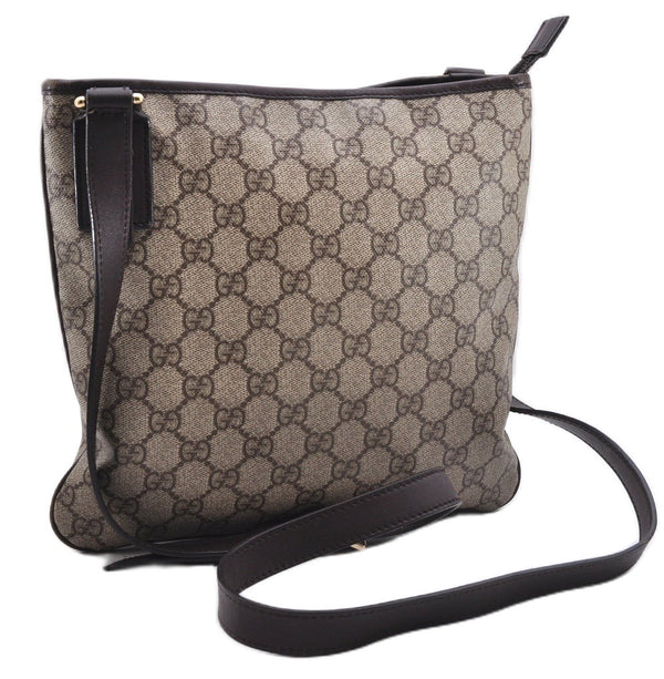Authentic GUCCI Shoulder Cross Body Bag Purse GG PVC Leather 257246 Brown 9322E