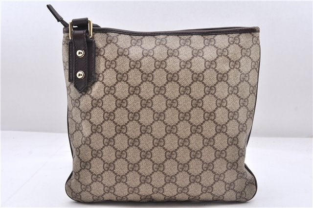 Authentic GUCCI Shoulder Cross Body Bag Purse GG PVC Leather 257246 Brown 9322E