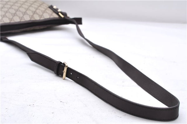 Authentic GUCCI Shoulder Cross Body Bag Purse GG PVC Leather 257246 Brown 9322E