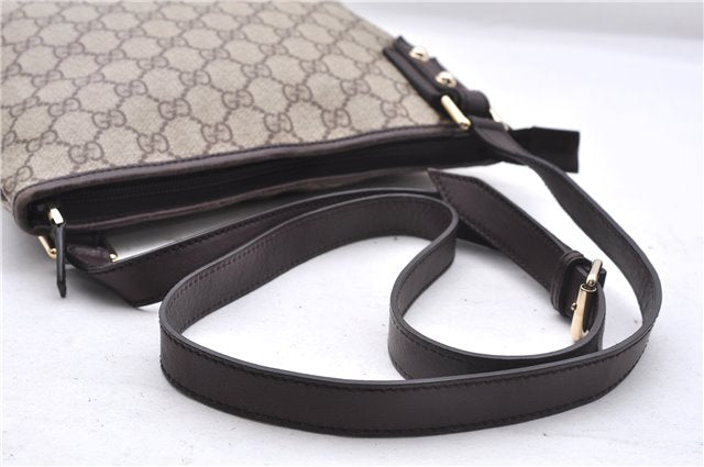 Authentic GUCCI Shoulder Cross Body Bag Purse GG PVC Leather 257246 Brown 9322E