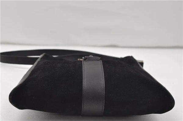 Authentic GUCCI Shoulder Cross Body Bag Purse Suede Leather Black 9323D