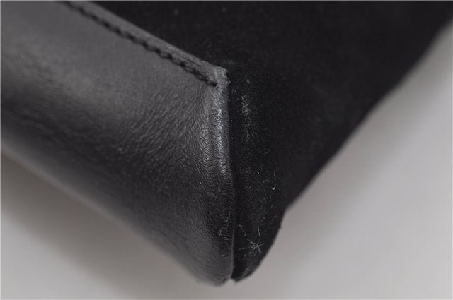 Authentic GUCCI Shoulder Cross Body Bag Purse Suede Leather Black 9323D