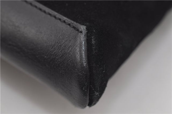 Authentic GUCCI Shoulder Cross Body Bag Purse Suede Leather Black 9323D