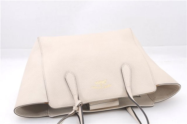 Authentic GUCCI Swing Medium Shoulder Tote Bag Leather 354408 Ivory 9323E