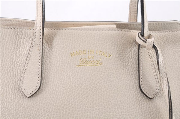 Authentic GUCCI Swing Medium Shoulder Tote Bag Leather 354408 Ivory 9323E