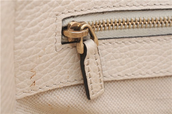 Authentic GUCCI Swing Medium Shoulder Tote Bag Leather 354408 Ivory 9323E