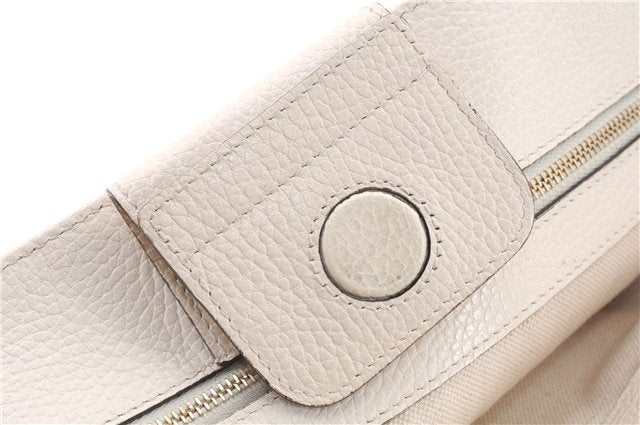 Authentic GUCCI Swing Medium Shoulder Tote Bag Leather 354408 Ivory 9323E