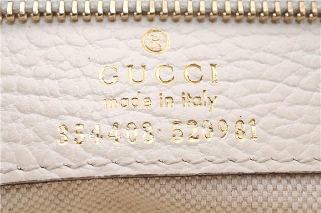 Authentic GUCCI Swing Medium Shoulder Tote Bag Leather 354408 Ivory 9323E