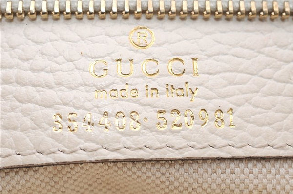 Authentic GUCCI Swing Medium Shoulder Tote Bag Leather 354408 Ivory 9323E