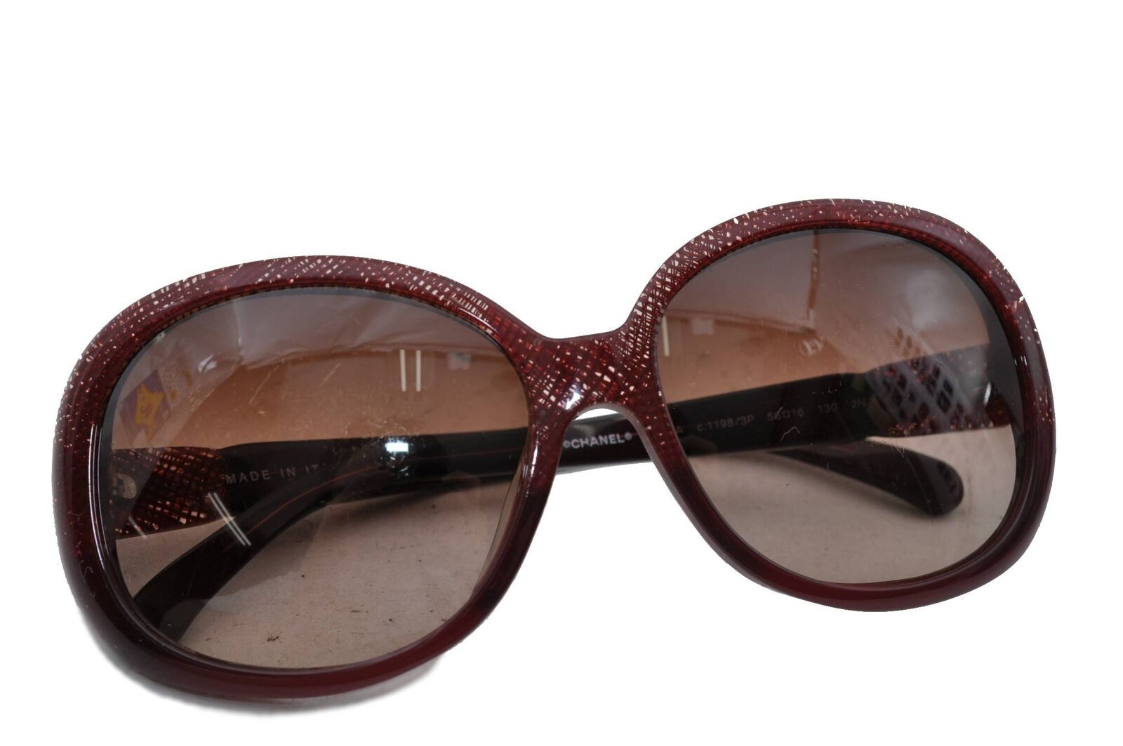 Authentic CHANEL Sunglasses Check Design CoCo Mark 5176-A Brown Red 9324B