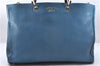 Authentic GUCCI Bamboo Shopper Large 2Way Hand Shoulder Bag Leather Blue 9324E