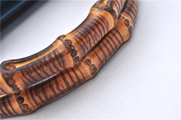 Authentic GUCCI Bamboo Shopper Large 2Way Hand Shoulder Bag Leather Blue 9324E