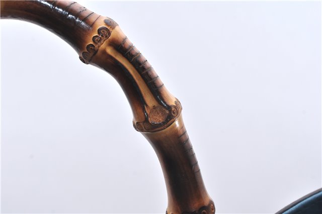 Authentic GUCCI Bamboo Shopper Large 2Way Hand Shoulder Bag Leather Blue 9324E