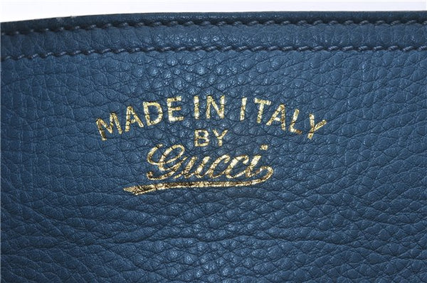 Authentic GUCCI Bamboo Shopper Large 2Way Hand Shoulder Bag Leather Blue 9324E