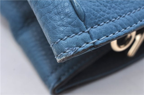 Authentic GUCCI Bamboo Shopper Large 2Way Hand Shoulder Bag Leather Blue 9324E