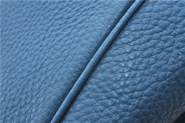 Authentic GUCCI Bamboo Shopper Large 2Way Hand Shoulder Bag Leather Blue 9324E