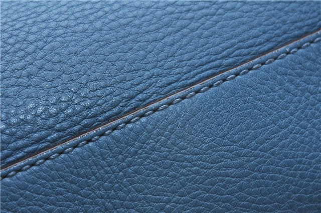 Authentic GUCCI Bamboo Shopper Large 2Way Hand Shoulder Bag Leather Blue 9324E