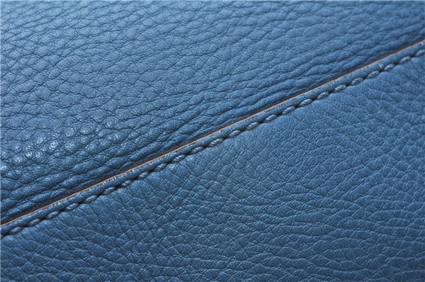 Authentic GUCCI Bamboo Shopper Large 2Way Hand Shoulder Bag Leather Blue 9324E