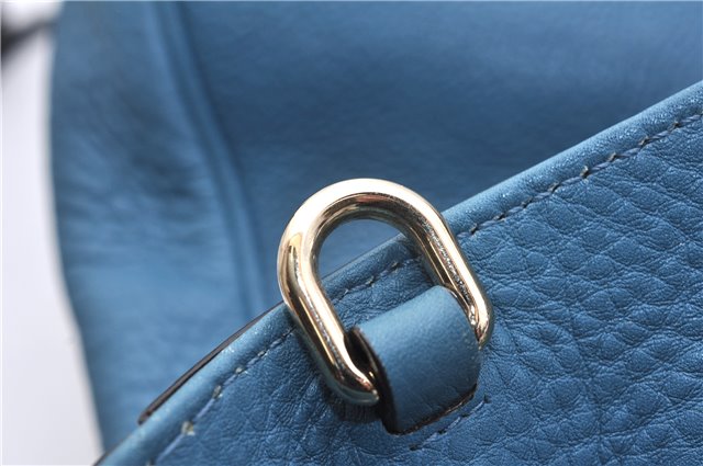 Authentic GUCCI Bamboo Shopper Large 2Way Hand Shoulder Bag Leather Blue 9324E