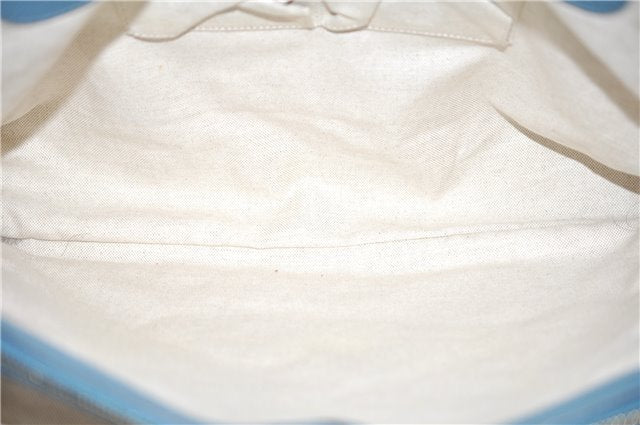 Authentic GUCCI Bamboo Shopper Large 2Way Hand Shoulder Bag Leather Blue 9324E