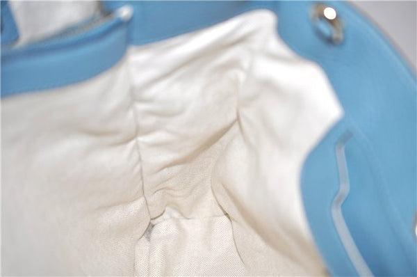 Authentic GUCCI Bamboo Shopper Large 2Way Hand Shoulder Bag Leather Blue 9324E