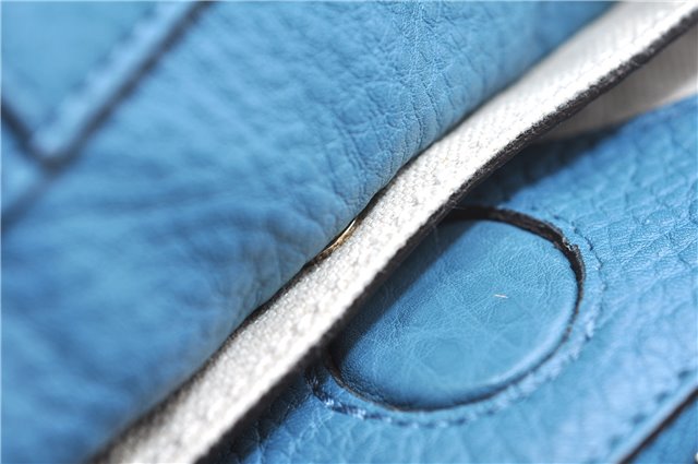 Authentic GUCCI Bamboo Shopper Large 2Way Hand Shoulder Bag Leather Blue 9324E